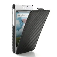 Cover Flip a Portafoglio Verticale Carbon Look per LG Optimus L5 II E460 (Nero)