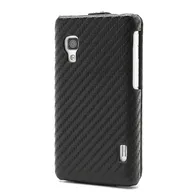 Cover Flip a Portafoglio Verticale Carbon Look per LG Optimus L5 II E460 (Nero)