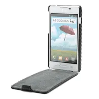 Cover Flip a Portafoglio Verticale Carbon Look per LG Optimus L5 II E460 (Nero)