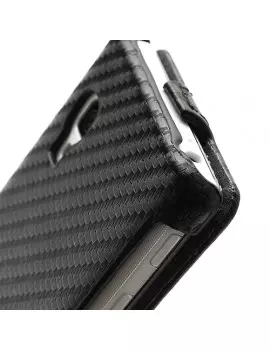 Cover Flip a Portafoglio Verticale Carbon Look LG Optimus L5 II E460 Nero 4054048867688