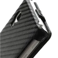 Cover Flip a Portafoglio Verticale Carbon Look per LG Optimus L5 II E460 (Nero)