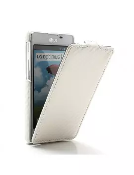 Cover Flip a Portafoglio Verticale Carbon Look LG Optimus L5 II E460 Bianco 4054048867695