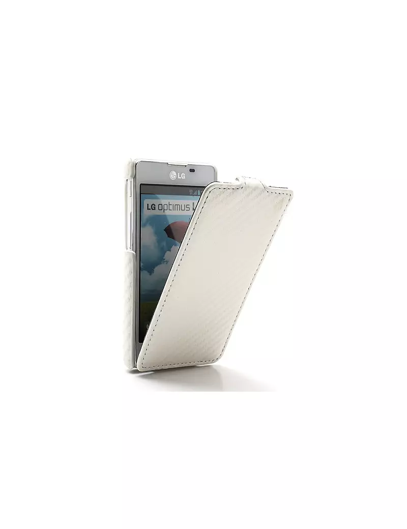 Cover Flip a Portafoglio Verticale Carbon Look LG Optimus L5 II E460 Bianco 4054048867695