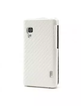 Cover Flip a Portafoglio Verticale Carbon Look LG Optimus L5 II E460 Bianco 4054048867695