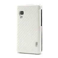 Cover Flip a Portafoglio Verticale Carbon Look per LG Optimus L5 II E460 (Bianco)