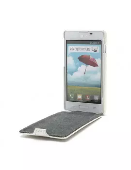 Cover Flip a Portafoglio Verticale Carbon Look LG Optimus L5 II E460 Bianco 4054048867695