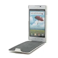 Cover Flip a Portafoglio Verticale Carbon Look per LG Optimus L5 II E460 (Bianco)