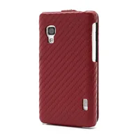 Cover Flip a Portafoglio Verticale Carbon Look per LG Optimus L5 II E460 (Rosso)