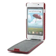 Cover Flip a Portafoglio Verticale Carbon Look per LG Optimus L5 II E460 (Rosso)