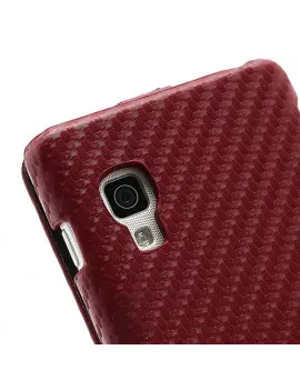 Cover Flip a Portafoglio Verticale Carbon Look LG Optimus L5 II E460 Rosso 4054048867701