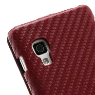 Cover Flip a Portafoglio Verticale Carbon Look per LG Optimus L5 II E460 (Rosso)