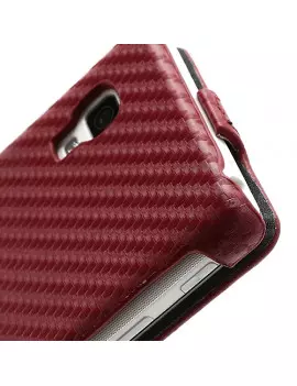 Cover Flip a Portafoglio Verticale Carbon Look LG Optimus L5 II E460 Rosso 4054048867701
