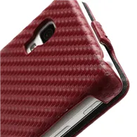 Cover Flip a Portafoglio Verticale Carbon Look per LG Optimus L5 II E460 (Rosso)