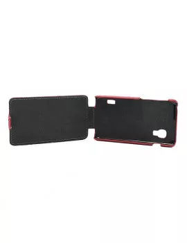 Cover Flip a Portafoglio Verticale Carbon Look LG Optimus L5 II E460 Rosso 4054048867701