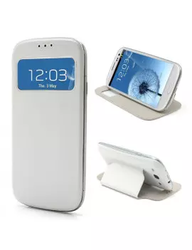 Cover Flip a Portafoglio S-View Samsung Galaxy S3 i9300 Bianco