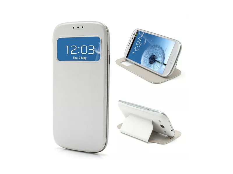 Cover Flip a Portafoglio S-View Samsung Galaxy S3 i9300 Bianco