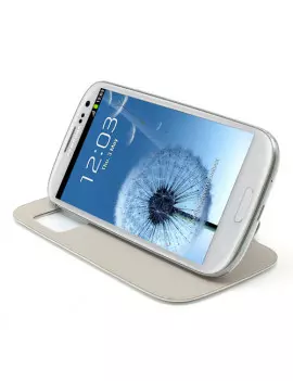 Cover Flip a Portafoglio S-View Samsung Galaxy S3 i9300 Bianco