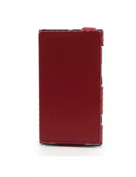 Cover Flip a Portafoglio Verticale Carbon Look per Nokia Lumia 1020 Rosso