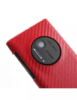 Cover Flip a Portafoglio Verticale Carbon Look per Nokia Lumia 1020 Rosso