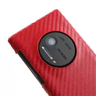 Cover Flip a Portafoglio Verticale Carbon Look per Nokia Lumia 1020 (Rosso)