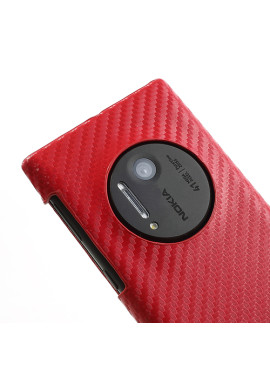 Cover Flip a Portafoglio Verticale Carbon Look per Nokia Lumia 1020 Rosso