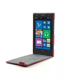 Cover Flip a Portafoglio Verticale Carbon Look per Nokia Lumia 1020 Rosso