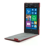 Cover Flip a Portafoglio Verticale Carbon Look per Nokia Lumia 1020 (Rosso)