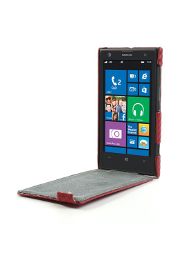 Cover Flip a Portafoglio Verticale Carbon Look per Nokia Lumia 1020 Rosso