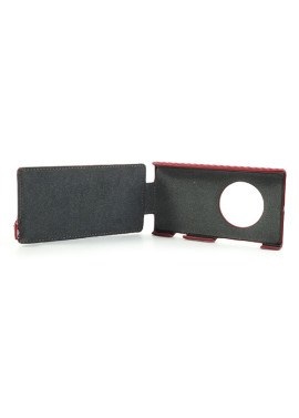 Cover Flip a Portafoglio Verticale Carbon Look per Nokia Lumia 1020 Rosso