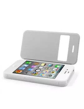 Cover Flip a Portafoglio S-View per iPhone 4 4S Bianco