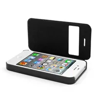 Cover Flip a Portafoglio S-View per Apple iPhone 4 4S (Nero)