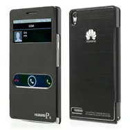 Cover Flip a Portafoglio S-View per Huawei Ascend P6 (Nero)