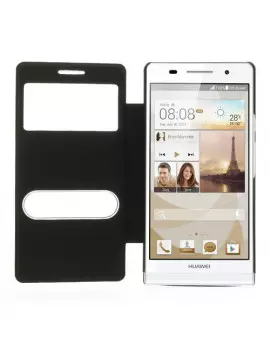 Cover Flip a Portafoglio S-View per Huawei Ascend P6 (Nero)
