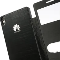 Cover Flip a Portafoglio S-View per Huawei Ascend P6 (Nero)