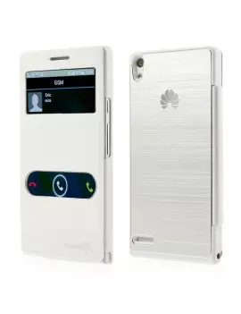 Cover Flip a Portafoglio S-View Huawei Ascend P6 Bianco