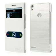 Cover Flip a Portafoglio S-View per Huawei Ascend P6 (Bianco)