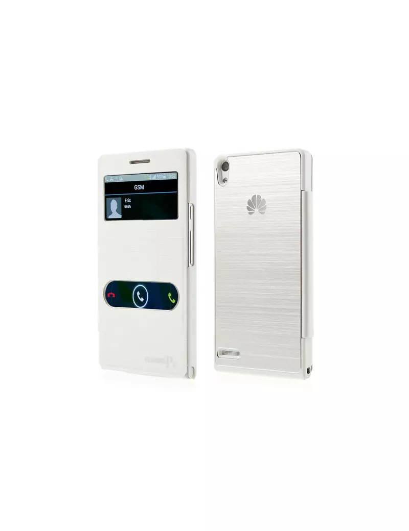 Cover Flip a Portafoglio S-View Huawei Ascend P6 Bianco