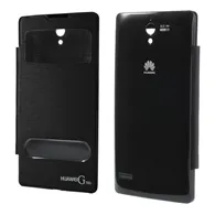Cover Flip a Portafoglio S-View per Huawei Ascend G700 (Nero)