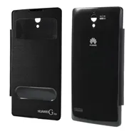 Cover Flip a Portafoglio S-View per Huawei Ascend G700 (Nero)