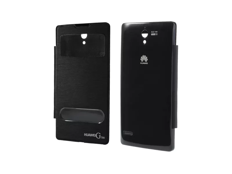 Cover Flip a Portafoglio S-View per Huawei Ascend G700 (Nero)