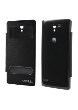 Cover Flip a Portafoglio S-View per Huawei Ascend G700 (Nero)