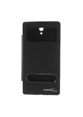 Cover Flip a Portafoglio S-View per Huawei Ascend G700 (Nero)