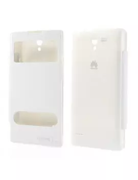 Cover Flip a Portafoglio S-View per Huawei Ascend G700 (Bianco)