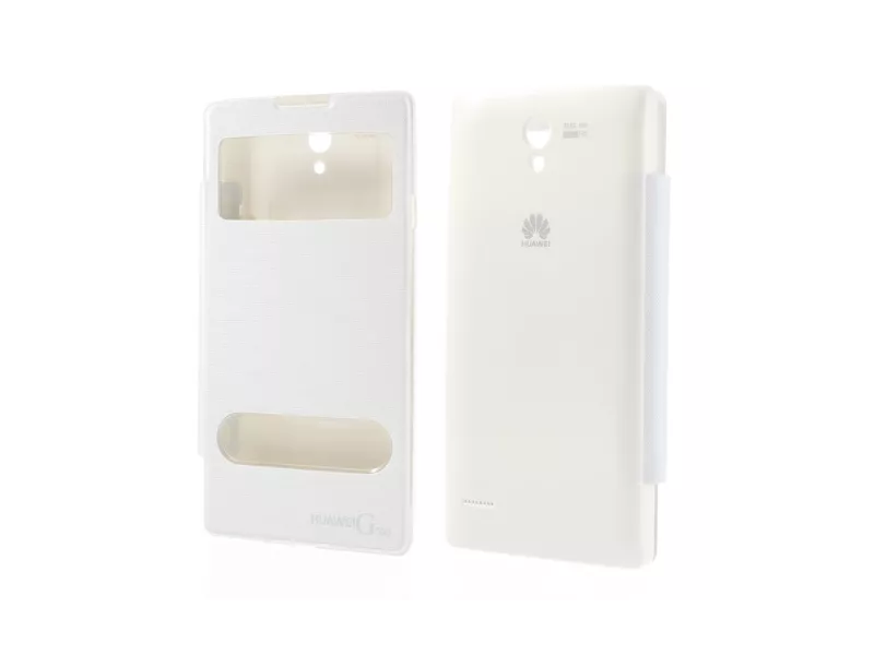 Cover Flip a Portafoglio S-View per Huawei Ascend G700 (Bianco)