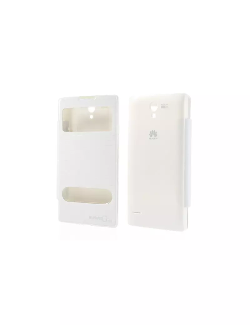 Cover Flip a Portafoglio S-View per Huawei Ascend G700 (Bianco)