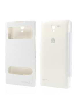 Cover Flip a Portafoglio S-View per Huawei Ascend G700 (Bianco)