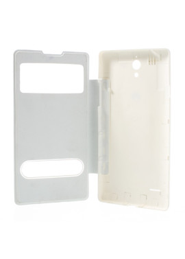 Cover Flip a Portafoglio S-View per Huawei Ascend G700 (Bianco)