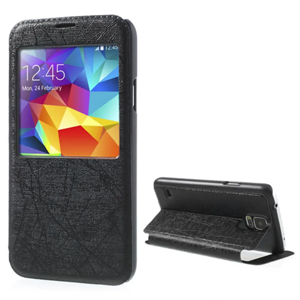 Cover Flip a Portafoglio S-View per Samsung Galaxy S5 G900 (Nero)