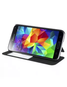 Cover Flip a Portafoglio S-View Orizzontale per Samsung Galaxy S5 G900 Nero