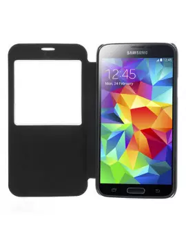 Cover Flip a Portafoglio S-View Orizzontale per Samsung Galaxy S5 G900 Nero